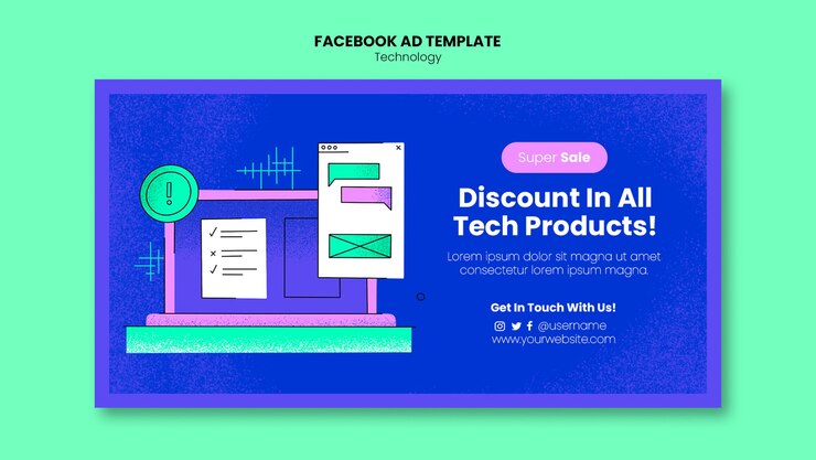 Free PSD flat design technology template
