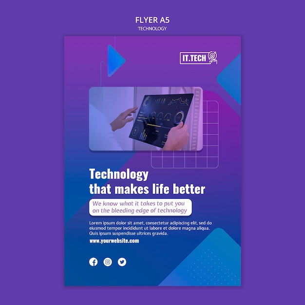 Flat design technology template