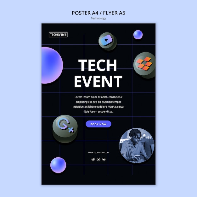 Free PSD flat design technology template