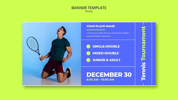 Flat design tennis game banner template