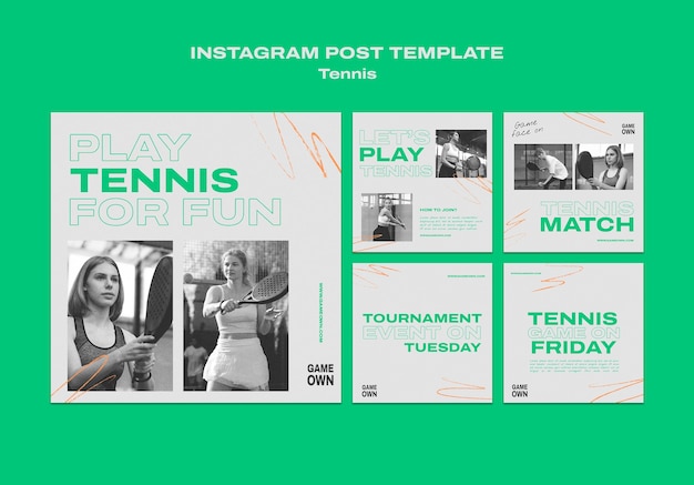 PSD gratuito modello di sport di tennis di design piatto