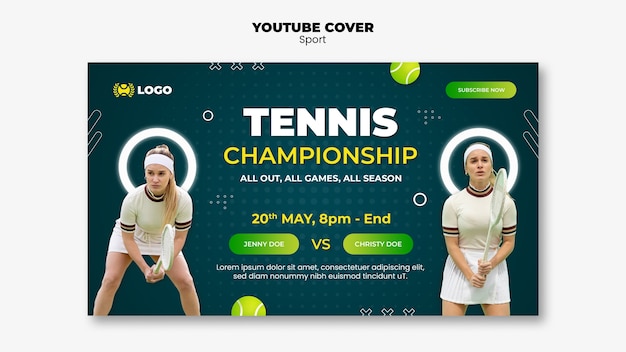 PSD gratuito modello di tennis dal design piatto