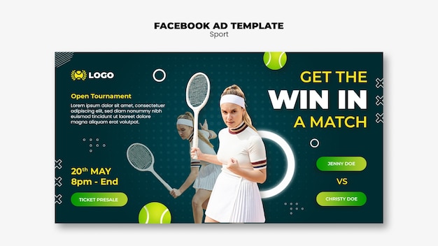 PSD gratuito modello di tennis dal design piatto