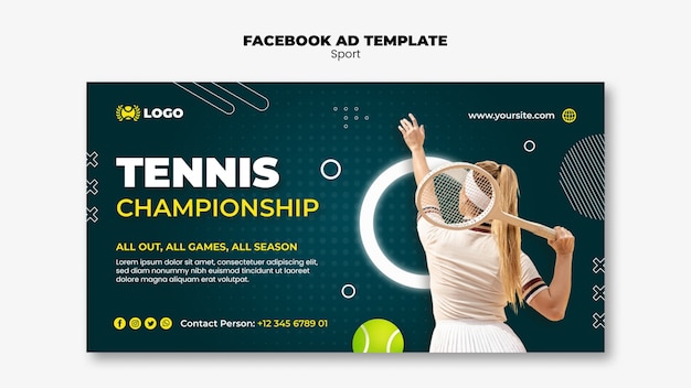 PSD gratuito modello di tennis dal design piatto