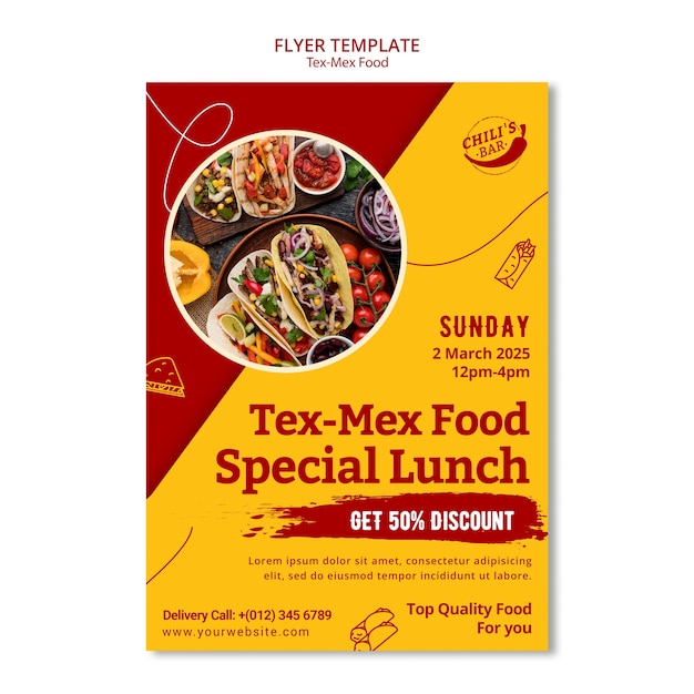 무료 PSD 평면 디자인 tex mex 템플릿