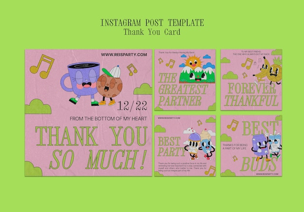 Flat design thank you card template