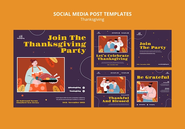 Free PSD flat design thanksgiving template