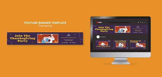 Free PSD flat design thanksgiving template