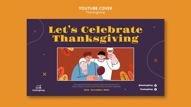 Free PSD flat design thanksgiving template