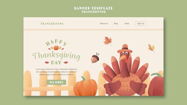 Free PSD flat design thanksgiving template