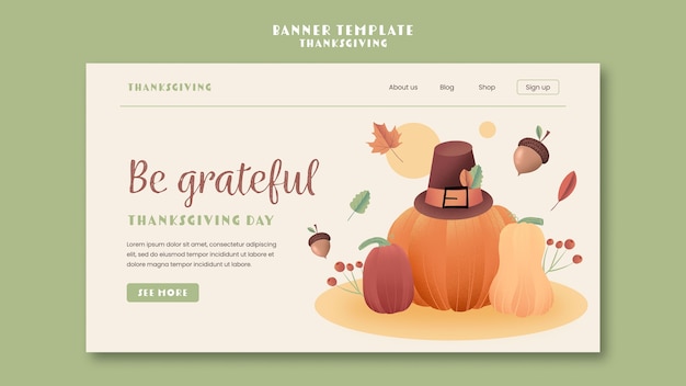 Free PSD flat design thanksgiving template