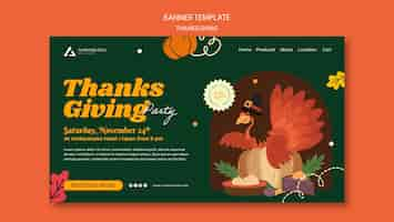 Free PSD flat design thanksgiving template