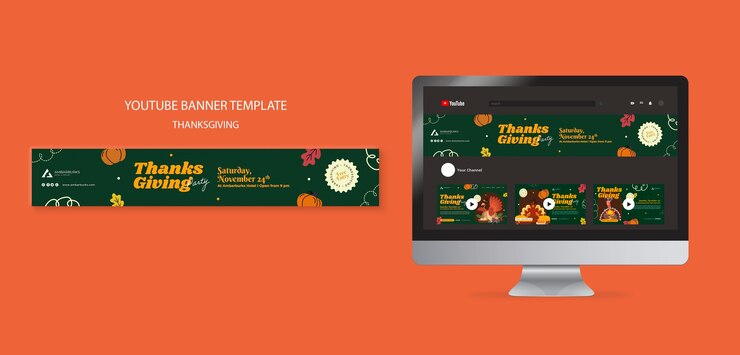 Free PSD flat design thanksgiving template