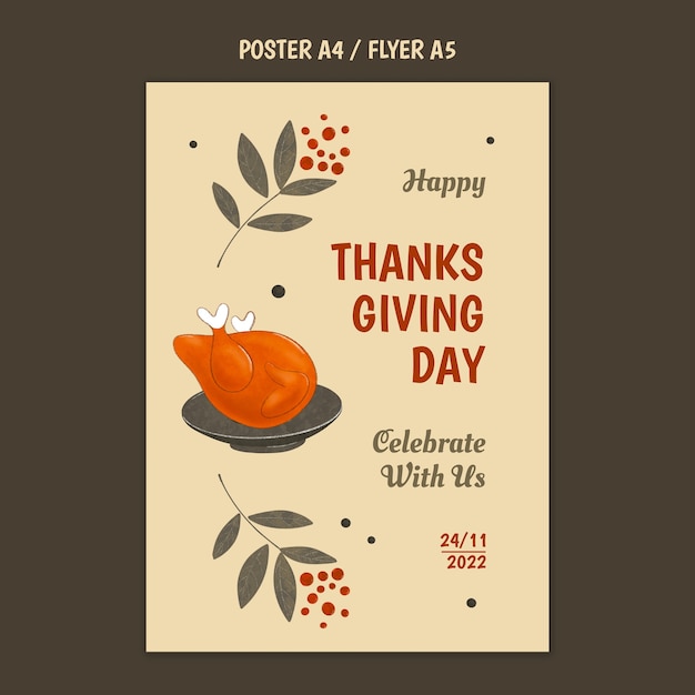 Free PSD flat design thanksgiving template