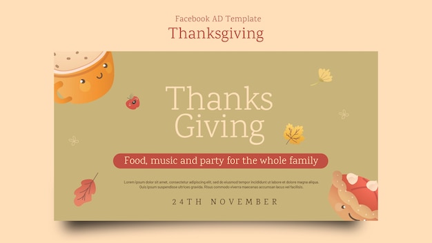 Free PSD flat design thanksgiving template