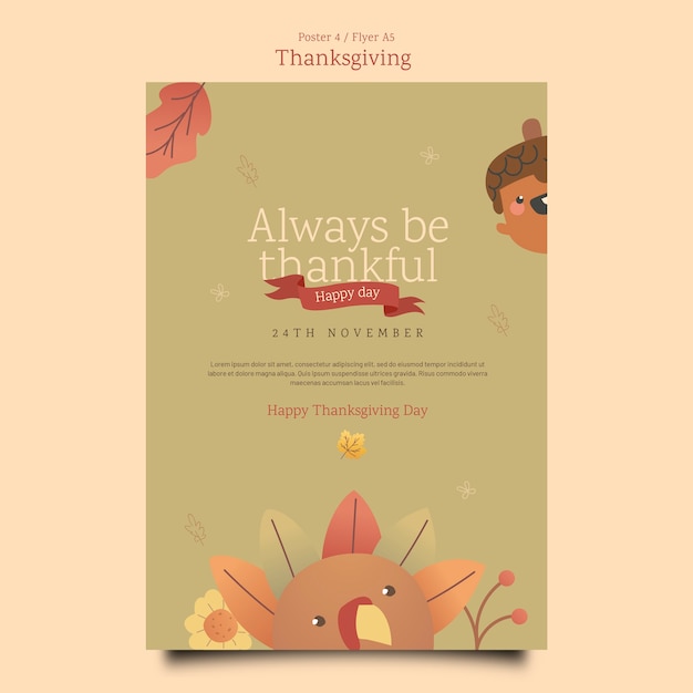 Flat design thanksgiving template