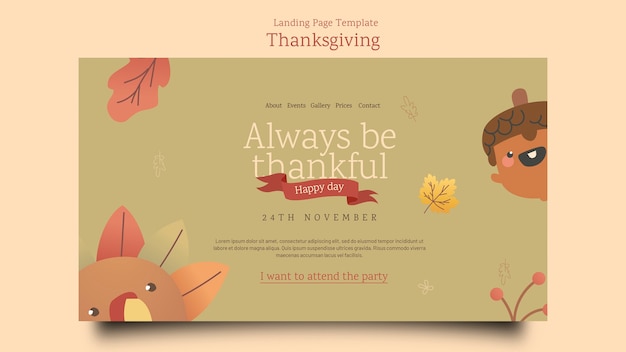 Free PSD flat design thanksgiving template