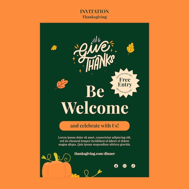 Flat design thanksgiving template