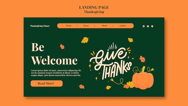 Free PSD flat design thanksgiving template