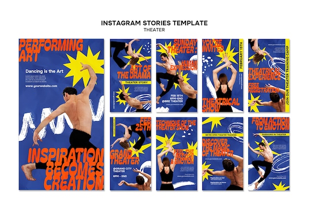 PSD Templates | Flat Design Theater Show Instagram Stories – Free Download