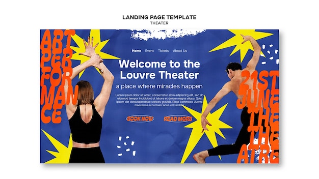 Free PSD flat design theater show landing page  template