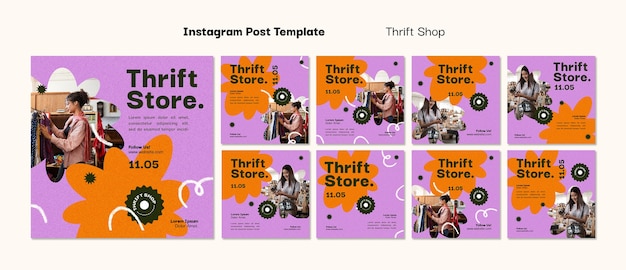 Free PSD flat design thrift store template