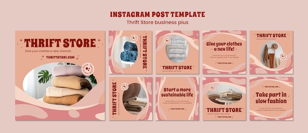 Free PSD flat design thrift store template