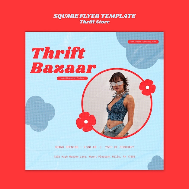 Free PSD flat design thrift store template