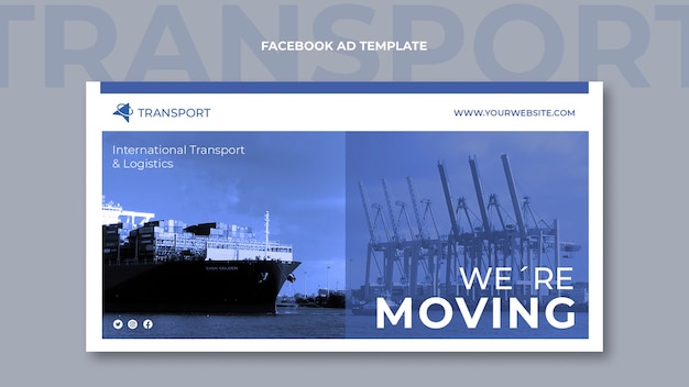 Free PSD flat design transport concept facebook template