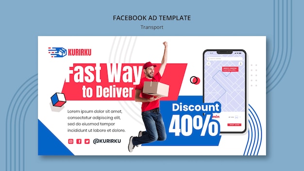 Free PSD flat design transport delivery template