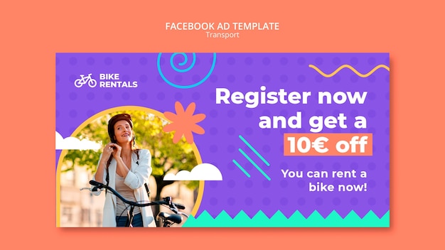 PSD gratuito design piatto per il trasporto di design del modello di annuncio di facebook