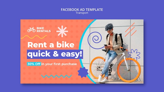 PSD gratuito design piatto per il trasporto di design del modello di annuncio di facebook