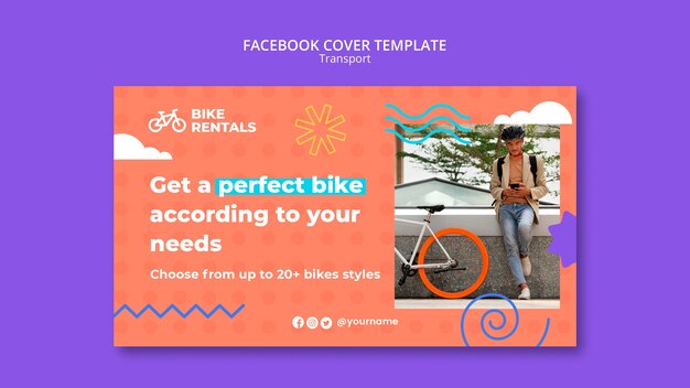 PSD gratuito design piatto per il design del modello di copertina di facebook per il trasporto