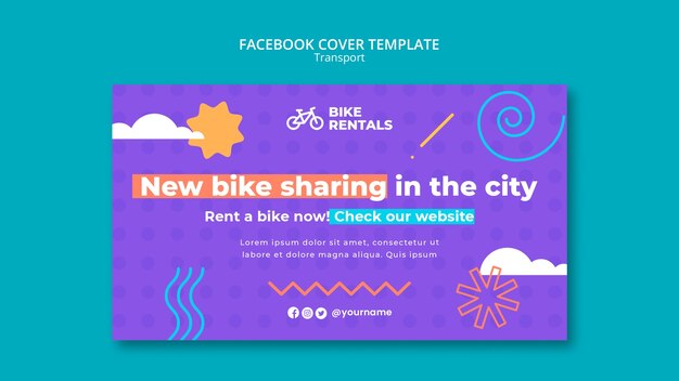 フラットデザイントランスポートFacebookカバーテンプレートデザイン