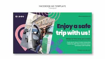 Бесплатный PSD Плоский дизайн транспорта facebook шаблон