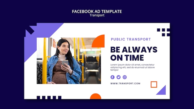 Modello di facebook del servizio di trasporto di design piatto