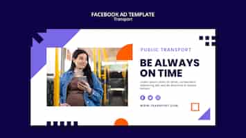Free PSD flat design transport service facebook template