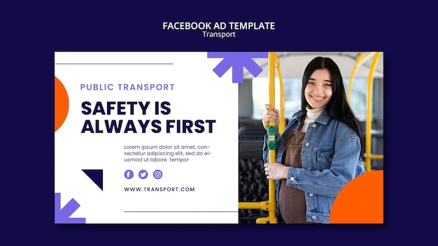 PSD gratuito modello di facebook del servizio di trasporto di design piatto