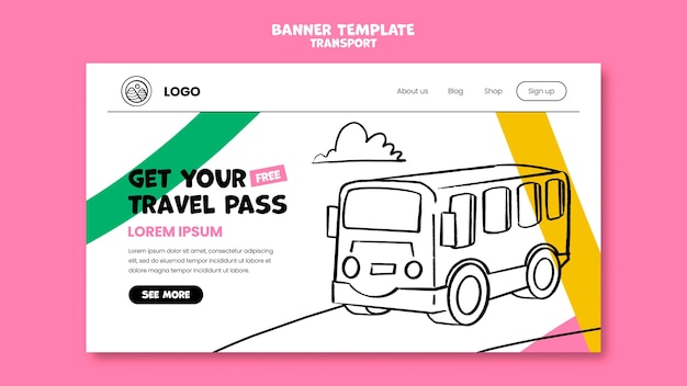 Free PSD flat design transport template