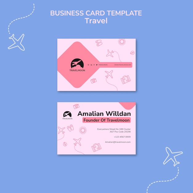 Flat design travel adventure business card