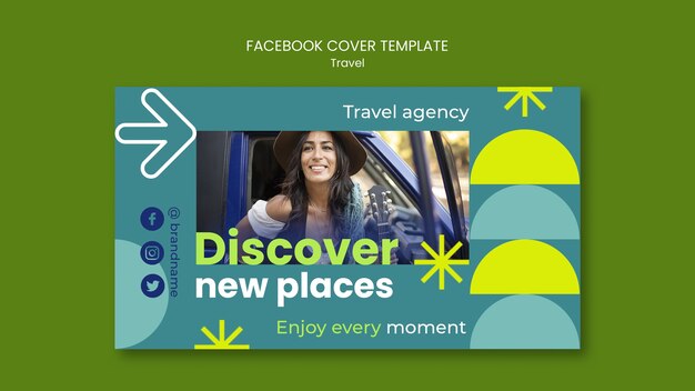 flat design travel adventure facebook cover