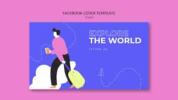 Free PSD flat design travel adventure facebook cover