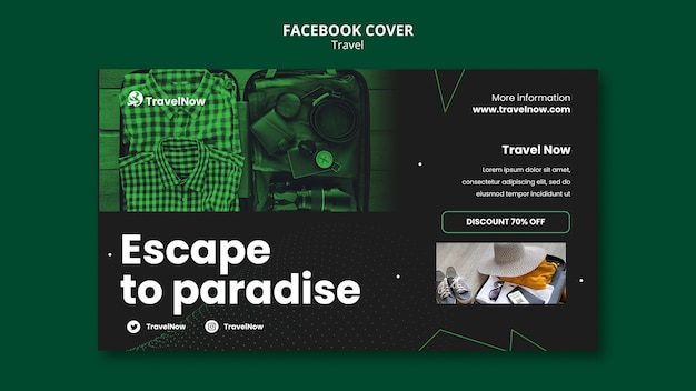 Free PSD flat design travel adventure facebook cover