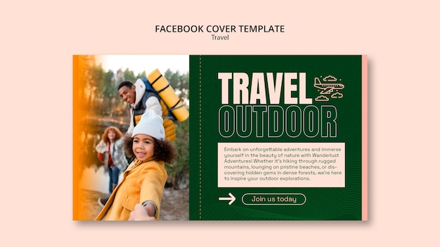 Free PSD flat design travel adventure facebook cover