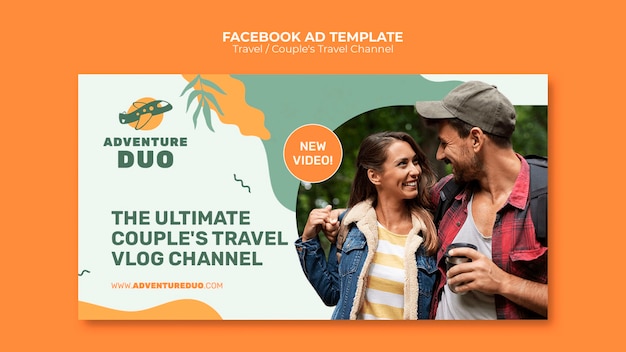 PSD gratuito modello facebook di avventura di viaggio design piatto