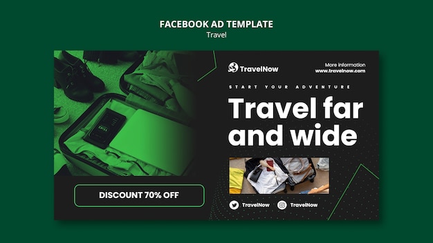 Free PSD flat design travel adventure facebook template