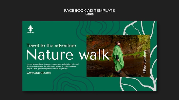 flat design travel adventure facebook template