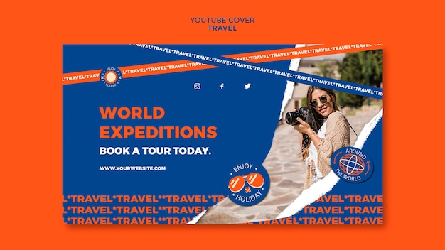 Flat design travel adventure youtube cover