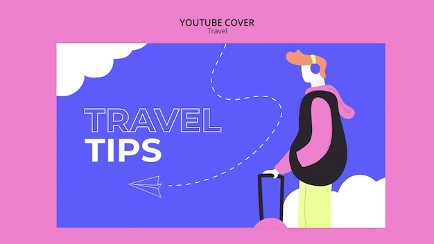 Free PSD flat design travel adventure youtube cover