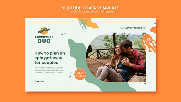 Flat design travel adventure youtube cover